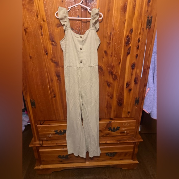 popular 21 Pants - “Worn Once” Girls Cream Jumpsuit Size 10! In Excellent Condition!